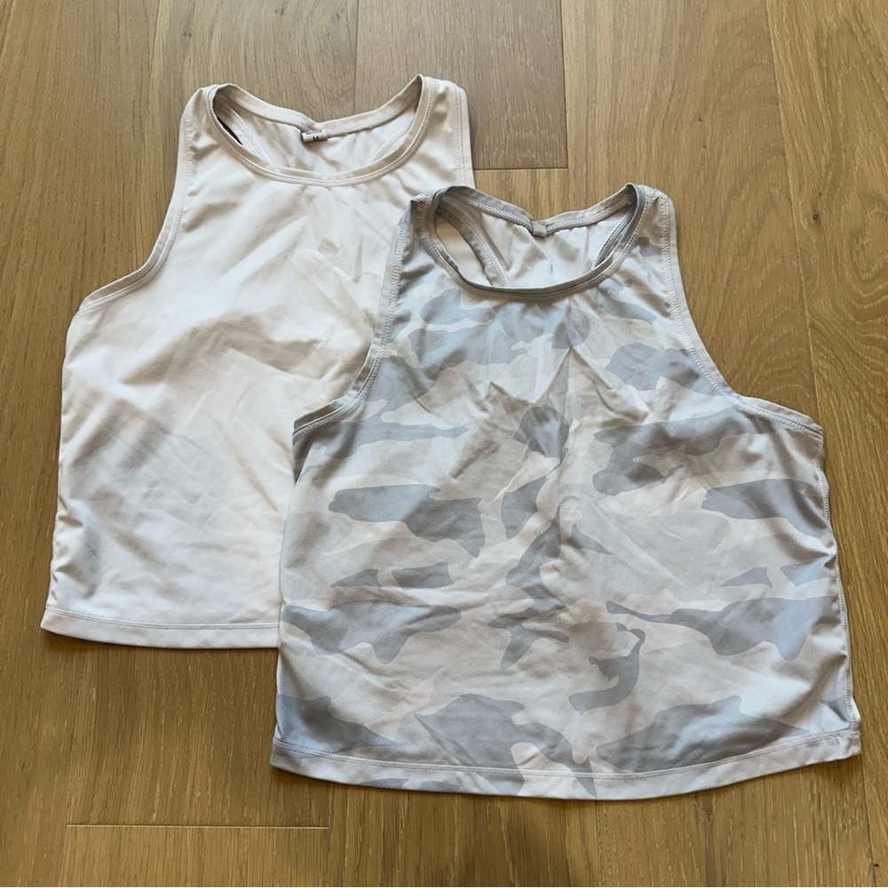 BUNDLE Women’s Workout Tanks White Camo Running Racerback Gym Pickleball Tennis